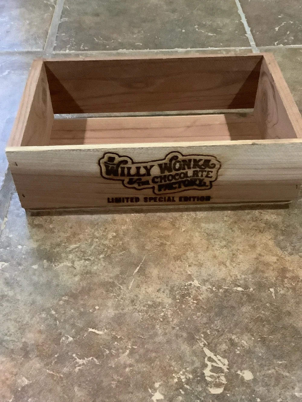 Willy Wonka Chocolate Factory Limited Edition Wooden Crate - Natural Wood
